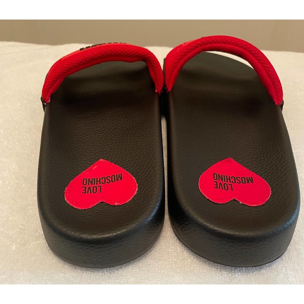 Love Moschino Red and Black Slide Sandal- European Size 38 - Picture 4 of 10